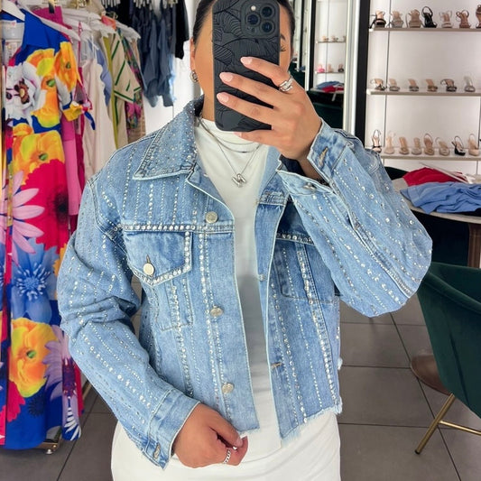 Denim Rhinestone Jacket