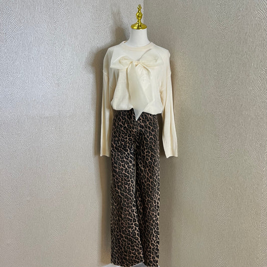 Leopard Denim Pants-